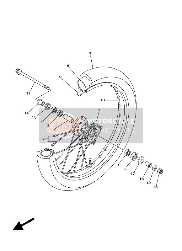 Yamaha TT-R125LWE 2016 Rueda delantera para un 2016 Yamaha TT-R125LWE