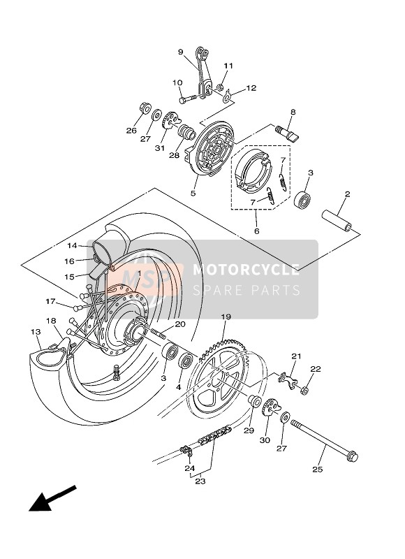 1B2F53811000, Axle, Wheel, Yamaha, 0