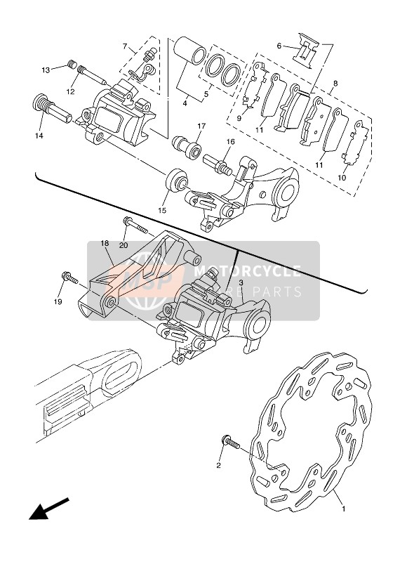 Yamaha WR250R 2016 Rear Brake Caliper for a 2016 Yamaha WR250R