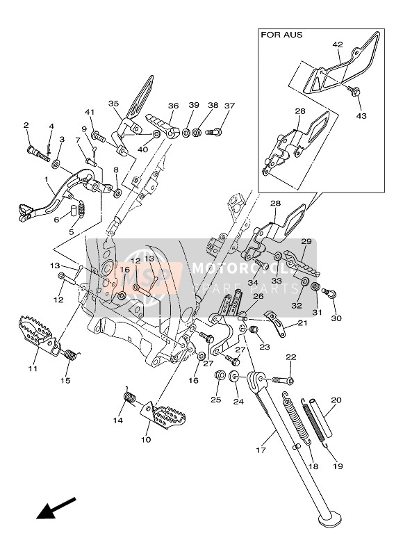 Yamaha WR250R 2016 In Piedi & Poggiapiedi per un 2016 Yamaha WR250R