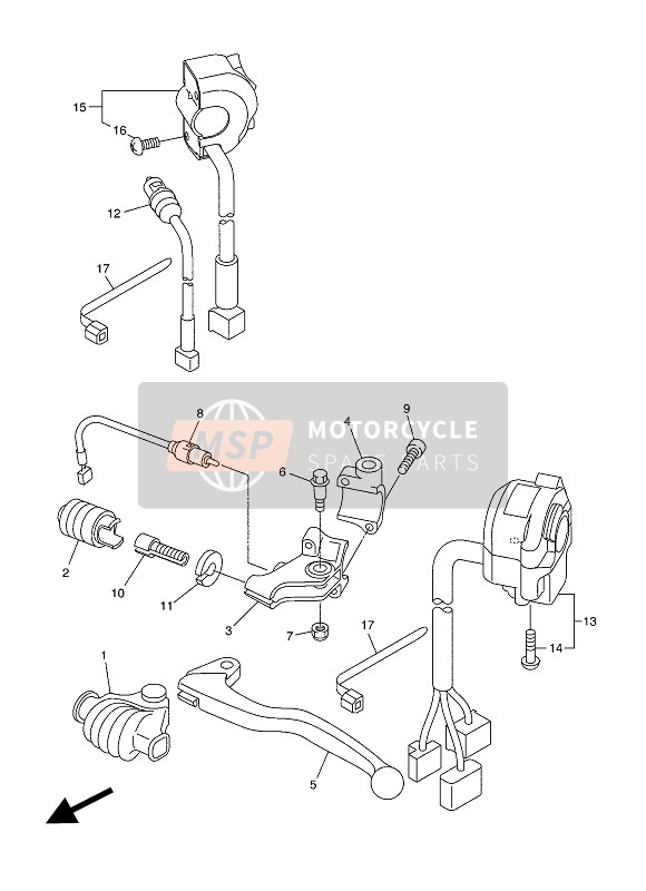 Yamaha WR250R 2016 Commutateur de poignée & Levier pour un 2016 Yamaha WR250R