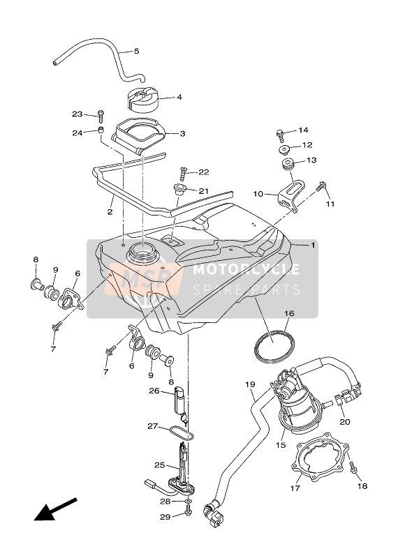 Yamaha WR450F 2016 TANK für ein 2016 Yamaha WR450F