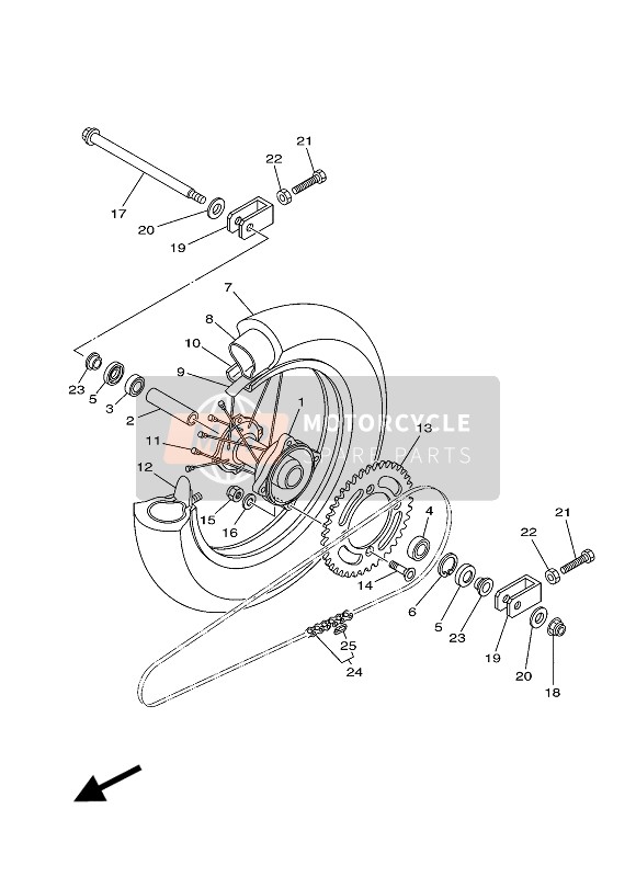 Yamaha YZ85LW 2016 Ruota posteriore per un 2016 Yamaha YZ85LW