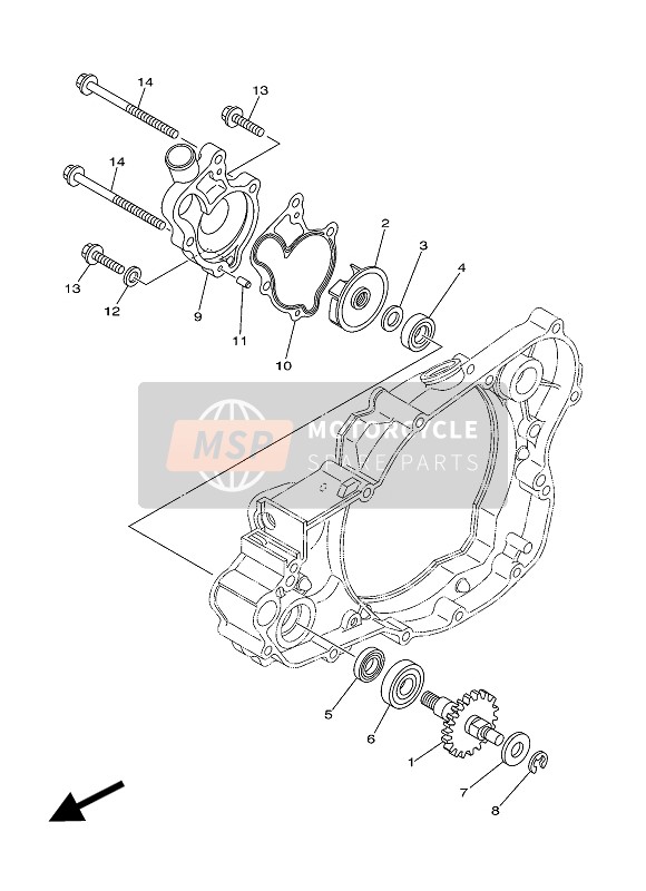 Yamaha YZ250 2016 Waterpomp voor een 2016 Yamaha YZ250