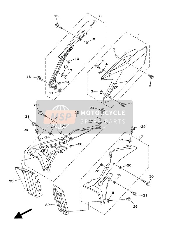 1SM217R04000, Side Cover Insert As, Yamaha, 0