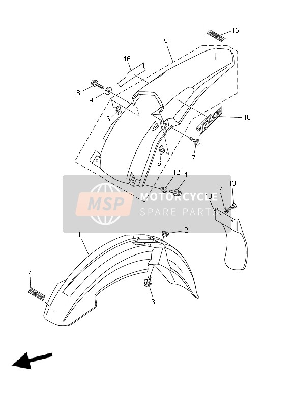 Yamaha YZ250 2002 KOTFLÜGEL für ein 2002 Yamaha YZ250