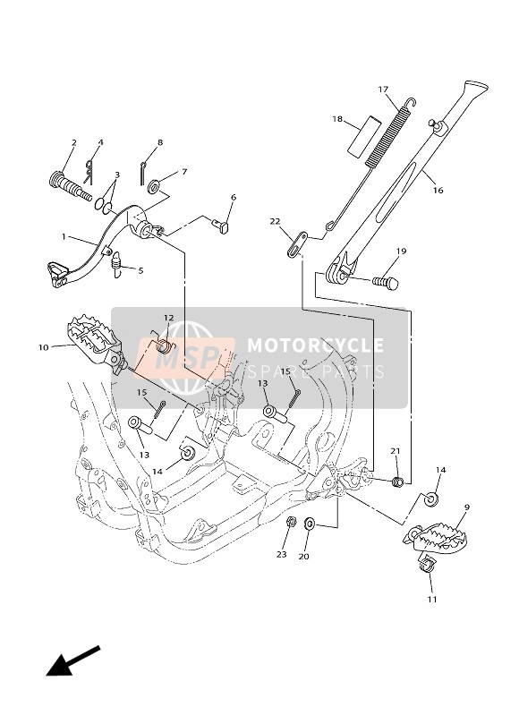 Yamaha YZ250FX 2016 In Piedi & Poggiapiedi per un 2016 Yamaha YZ250FX