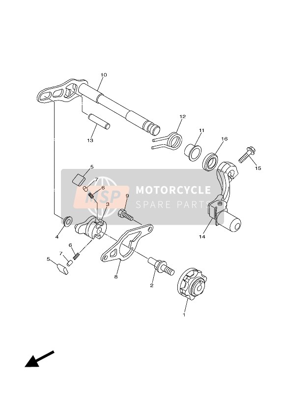 Yamaha YZ450F 2016 Eje de cambio para un 2016 Yamaha YZ450F