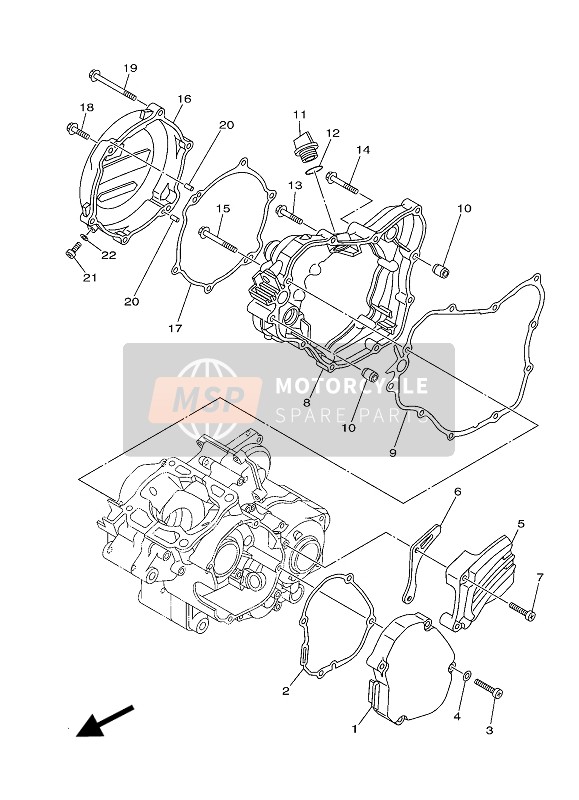 Yamaha YZ125 2017 Coperchio del carter 1 per un 2017 Yamaha YZ125