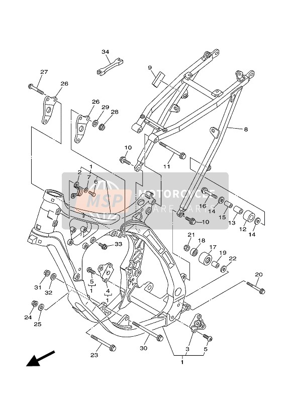 Yamaha YZ125 2017 Frame voor een 2017 Yamaha YZ125