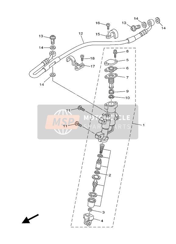 Yamaha YZ125 2017 Rear Master Cylinder for a 2017 Yamaha YZ125