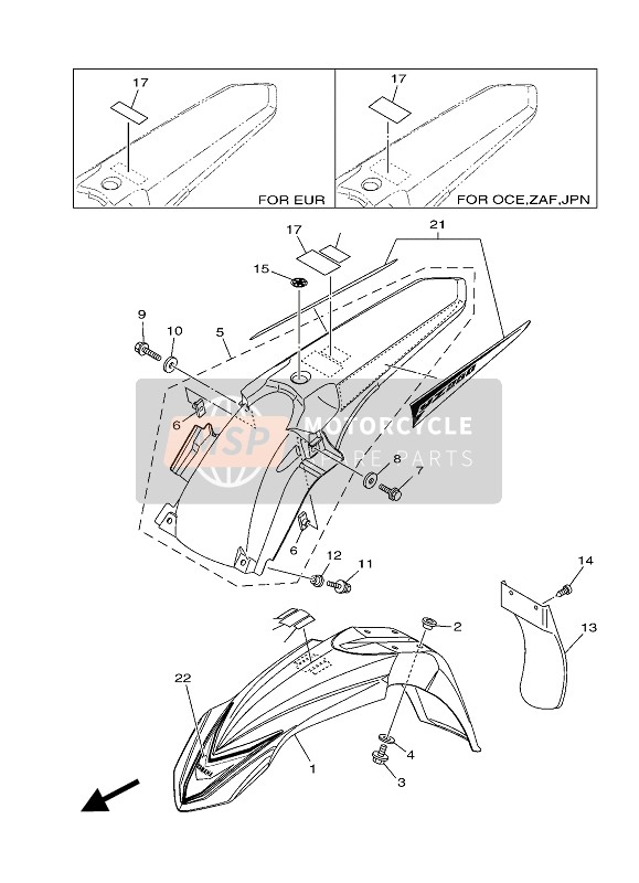 1SS2165A0000, Sticker Set,Rear Spatbord, Yamaha, 0