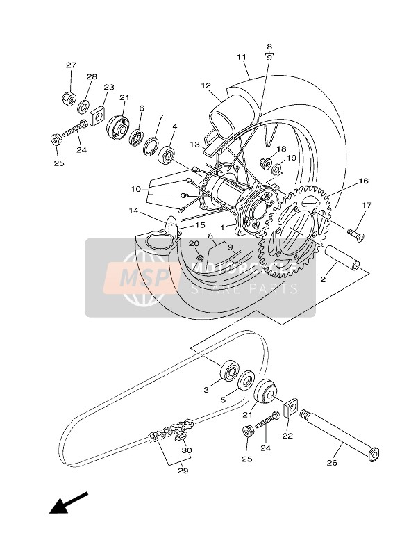 Yamaha YZ250 2017 Achterwiel voor een 2017 Yamaha YZ250