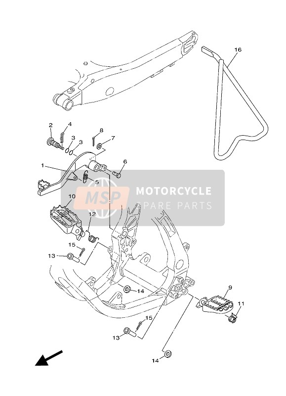 Yamaha YZ250 2017 Estar & Reposapiés para un 2017 Yamaha YZ250