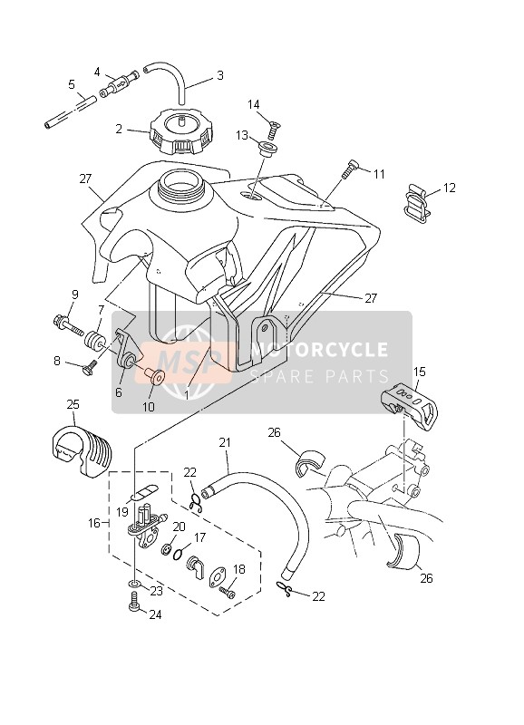 Yamaha YZ250F 2002 Serbatoio di carburante per un 2002 Yamaha YZ250F