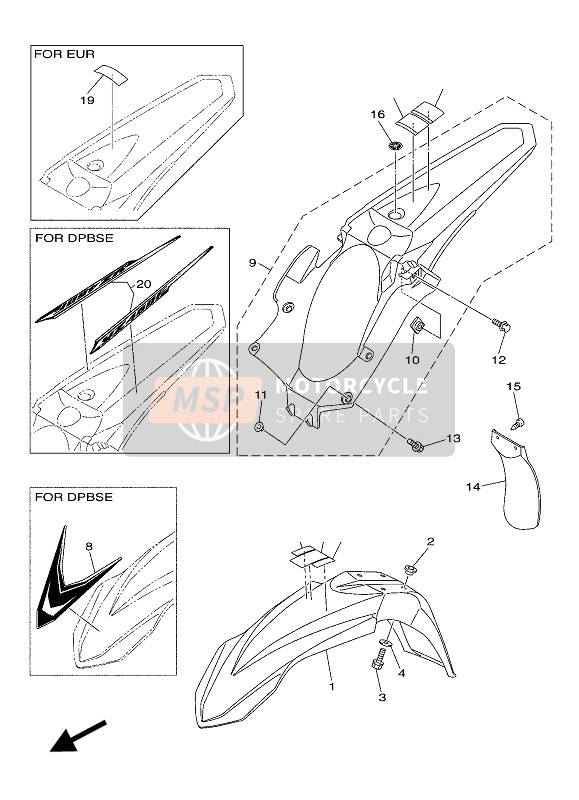 B112165A0000, Serie Grafiche,  Parafango Post, Yamaha, 0