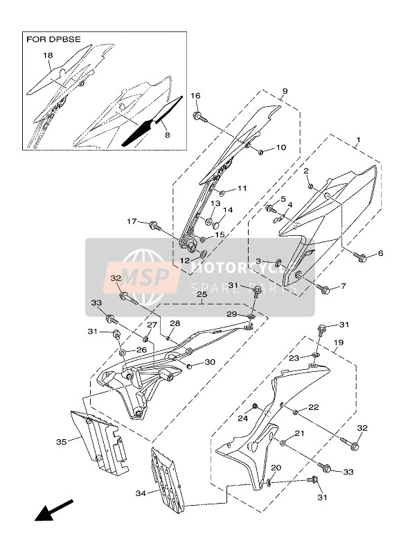 Yamaha YZ450F 2017 Cubierta lateral para un 2017 Yamaha YZ450F