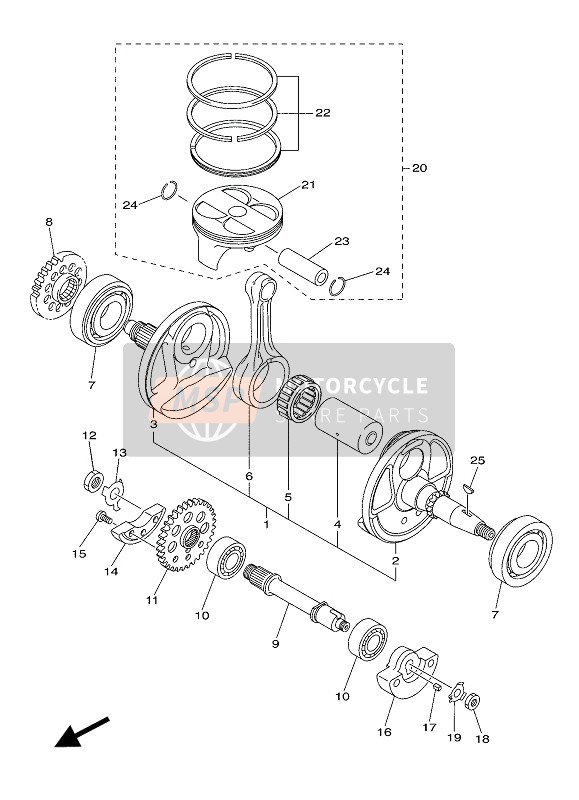 Yamaha YZ450FX 2017 Crankshaft & Piston for a 2017 Yamaha YZ450FX