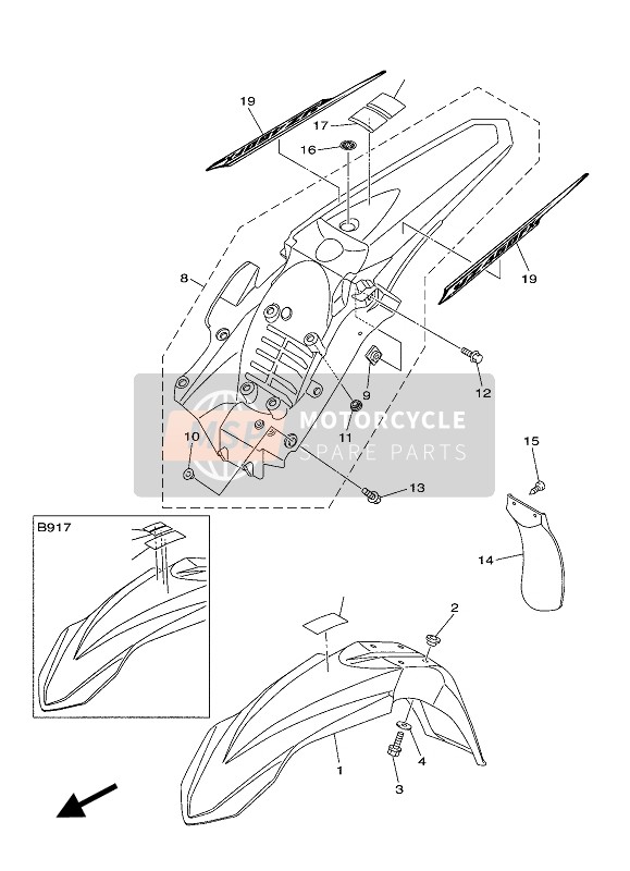 B912165A0000, Sticker Set,Rear Spatbord, Yamaha, 0