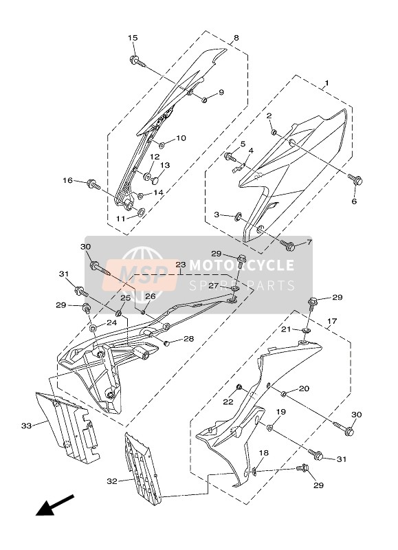 B91217R06000, Side Cover Insert Assy. 3, Yamaha, 0