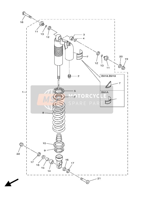 B91222006000, Shock Absorber Assy,  Rear, Yamaha, 0