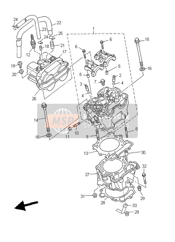 Yamaha YZ426F 2002 Cilindro para un 2002 Yamaha YZ426F