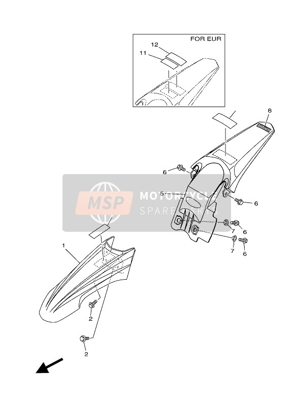 Yamaha TT-R100E 2017 Spatbord voor een 2017 Yamaha TT-R100E