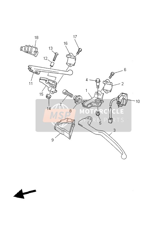 Yamaha YZ426F 2002 Commutateur de poignée & Levier pour un 2002 Yamaha YZ426F