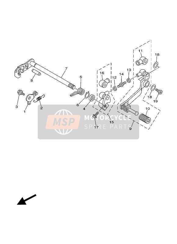 Yamaha TT-R125E 2005 Shift Shaft for a 2005 Yamaha TT-R125E