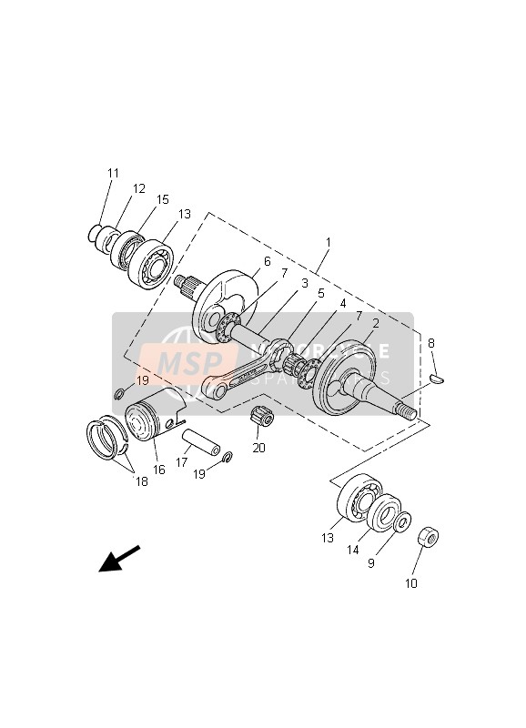 Yamaha PW80 2003 Crankshaft & Piston for a 2003 Yamaha PW80