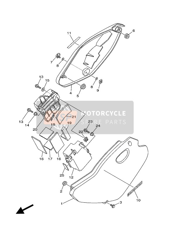 Yamaha TT-R125E 2006 Couvercle latéral pour un 2006 Yamaha TT-R125E