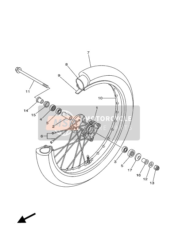 Yamaha TT-R125E 2006 VORDERRAD 2 (FOR 1B2F, 1B2G) für ein 2006 Yamaha TT-R125E