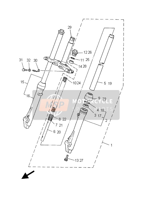 3RV231020100, Front Fork Assy (L.H), Yamaha, 0