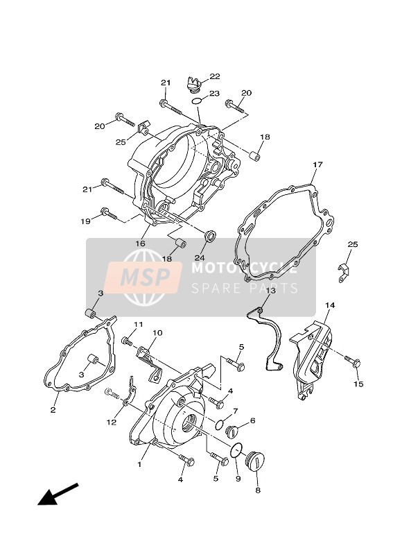 1C6E541100WN, Cover, Crankcase 1, Yamaha, 0