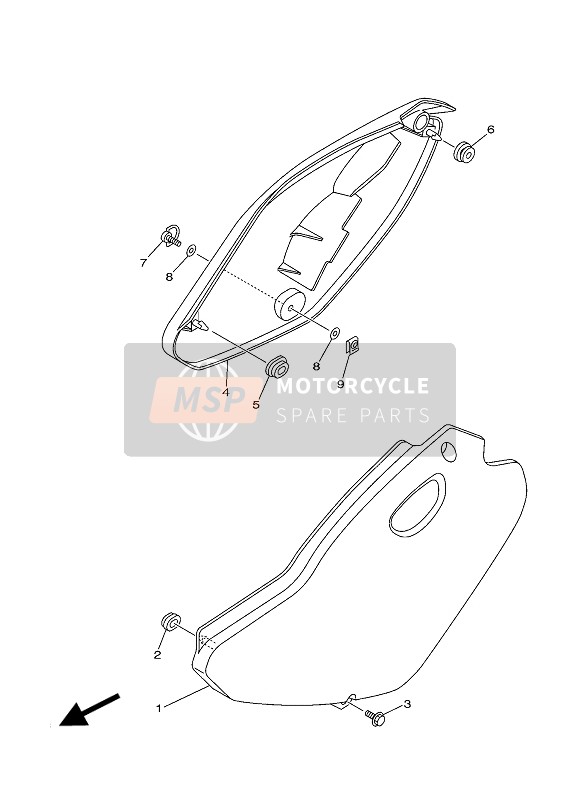 Yamaha TT-R125 2007 Cubierta lateral para un 2007 Yamaha TT-R125