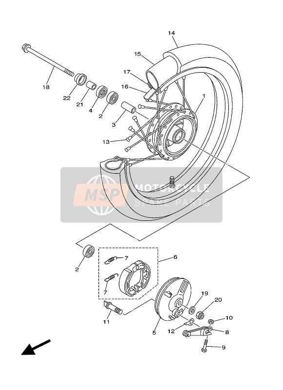 Yamaha TT-R125 2007 Ruota anteriore (Per 1B2H, 1B2J) per un 2007 Yamaha TT-R125