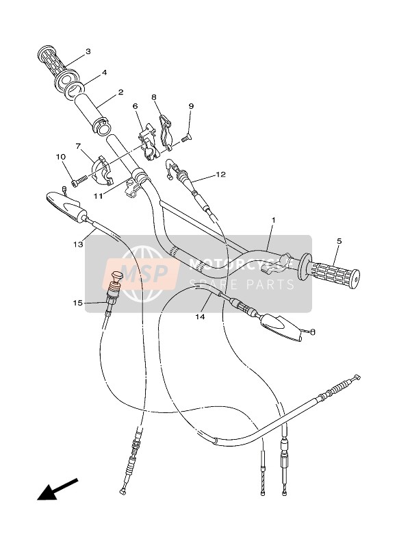 Yamaha TT-R125 2007 Manija de dirección & Cable para un 2007 Yamaha TT-R125