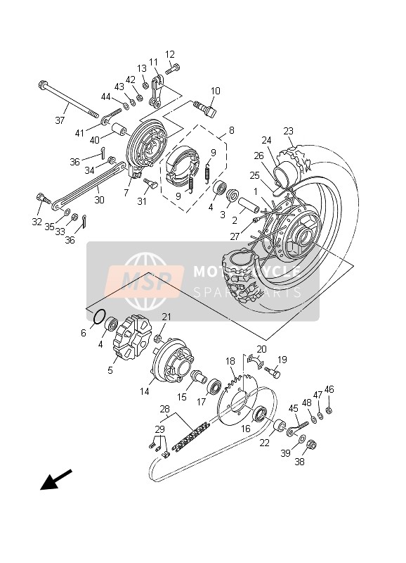 Yamaha TT-R90 2003 Ruota posteriore per un 2003 Yamaha TT-R90