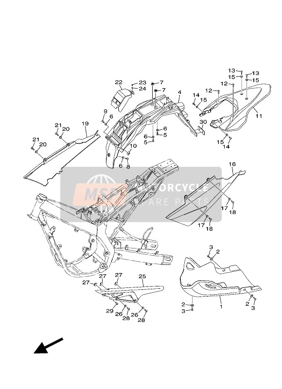 Yamaha XT125R 2008 Rear Body for a 2008 Yamaha XT125R