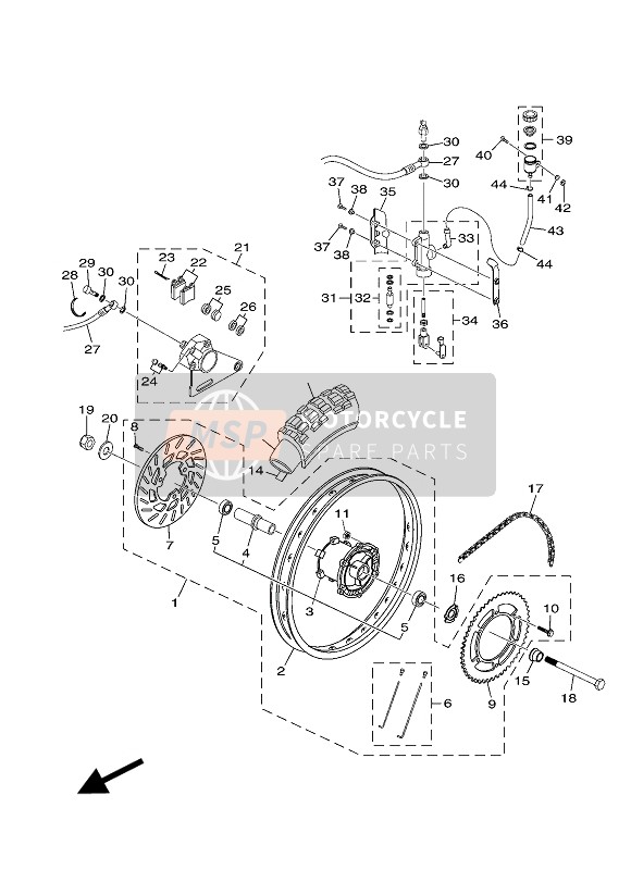 Yamaha XT125R 2008 HINTERRAD & BREMSANLAGE für ein 2008 Yamaha XT125R