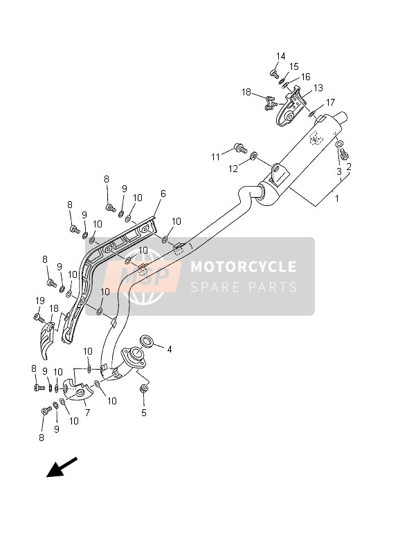 Yamaha TT-R90E 2003 Uitlaat voor een 2003 Yamaha TT-R90E