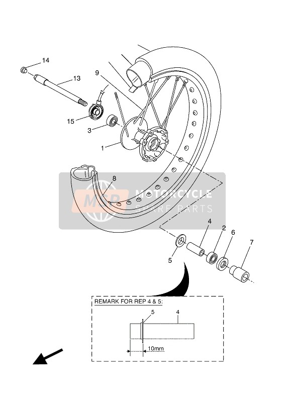 Yamaha WR125X 2009 Front Wheel for a 2009 Yamaha WR125X