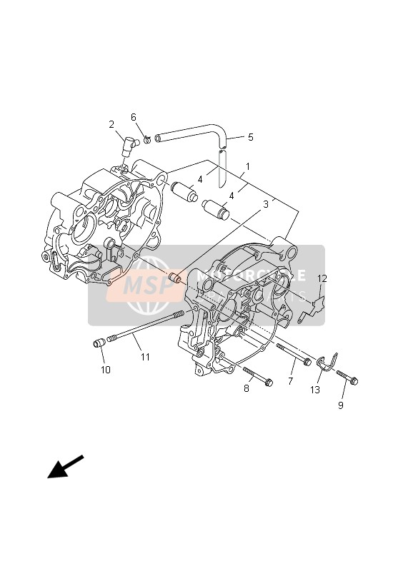 Yamaha TT-R90E 2003 Crankcase for a 2003 Yamaha TT-R90E