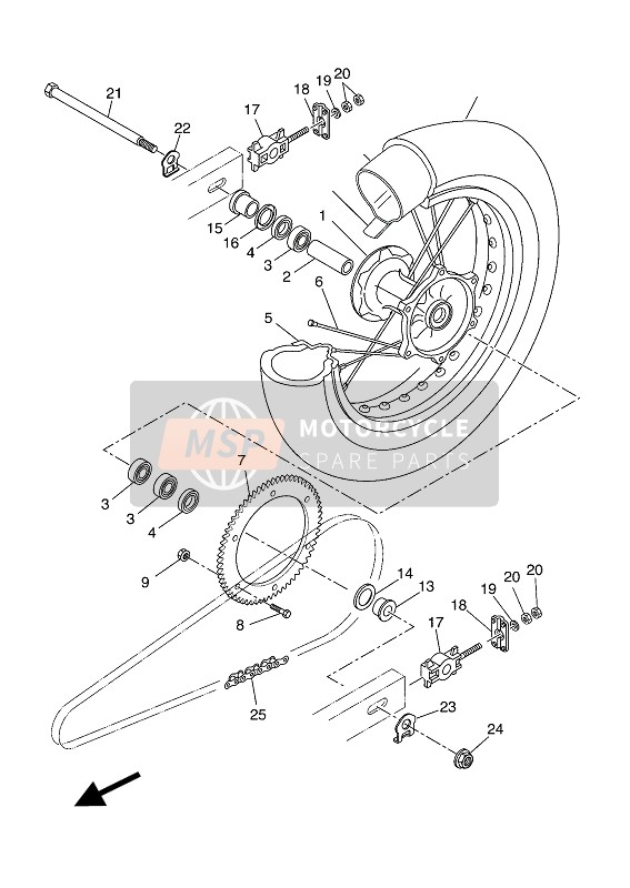 Yamaha WR125X 2010 Ruota posteriore per un 2010 Yamaha WR125X