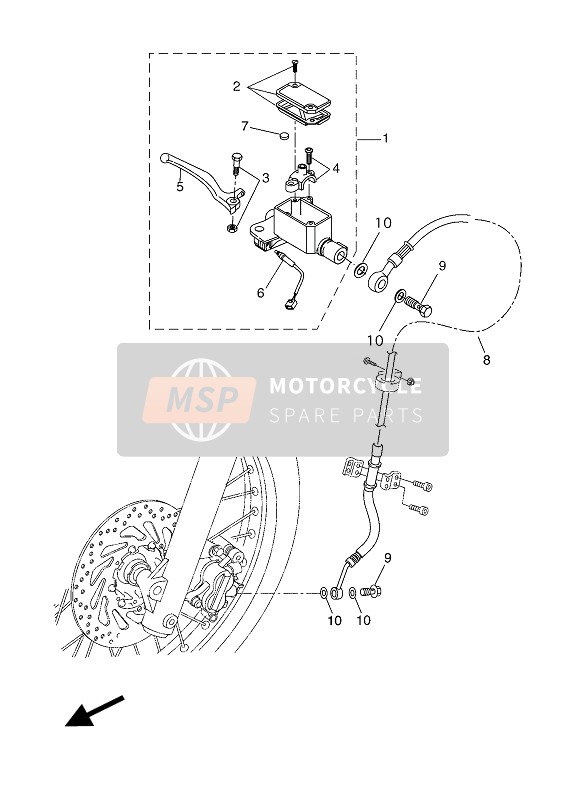 Yamaha WR125X 2010 Pompa freno anteriore per un 2010 Yamaha WR125X