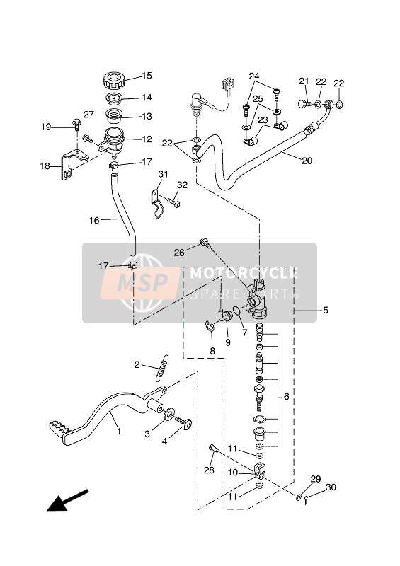 Yamaha WR125X 2010 Rear Master Cylinder for a 2010 Yamaha WR125X