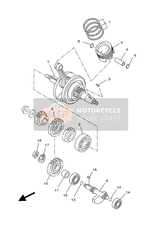 Yamaha WR125X 2011 Albero motore & Pistone per un 2011 Yamaha WR125X