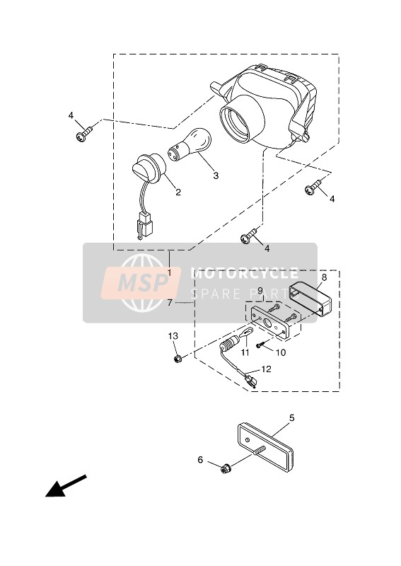 5D7H45471000, Cord License Light, Yamaha, 0