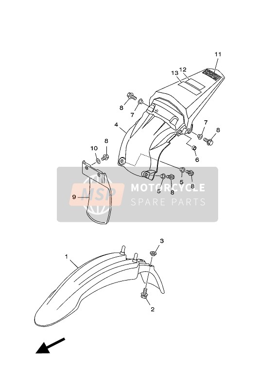 1B2F16114000, Kotflugel, Hinterrad, Yamaha, 0