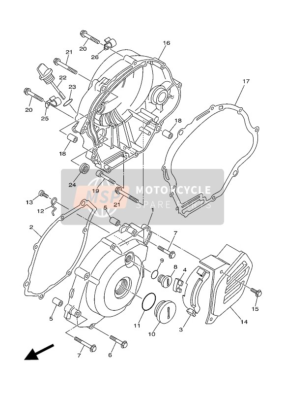 Yamaha TT-R125LWE 2014 Couvercle de carter 1 pour un 2014 Yamaha TT-R125LWE